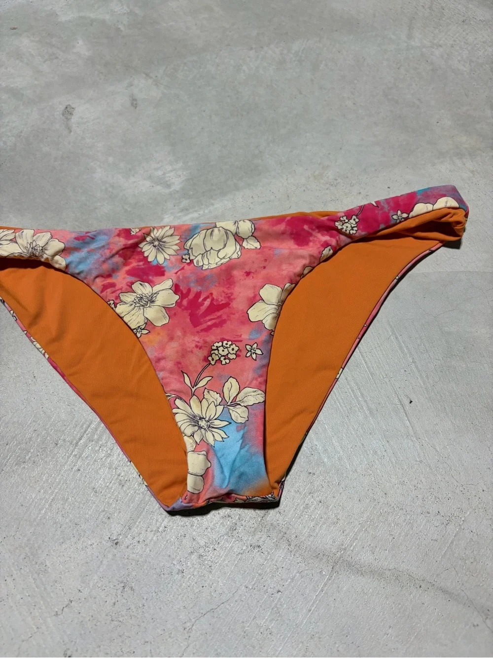 Kikirio Floral Bikini Bottom - Orange & Pink Floral small